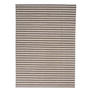 Brown and White Chevron Dhurrie Cotton Rug - 10' x 14'9