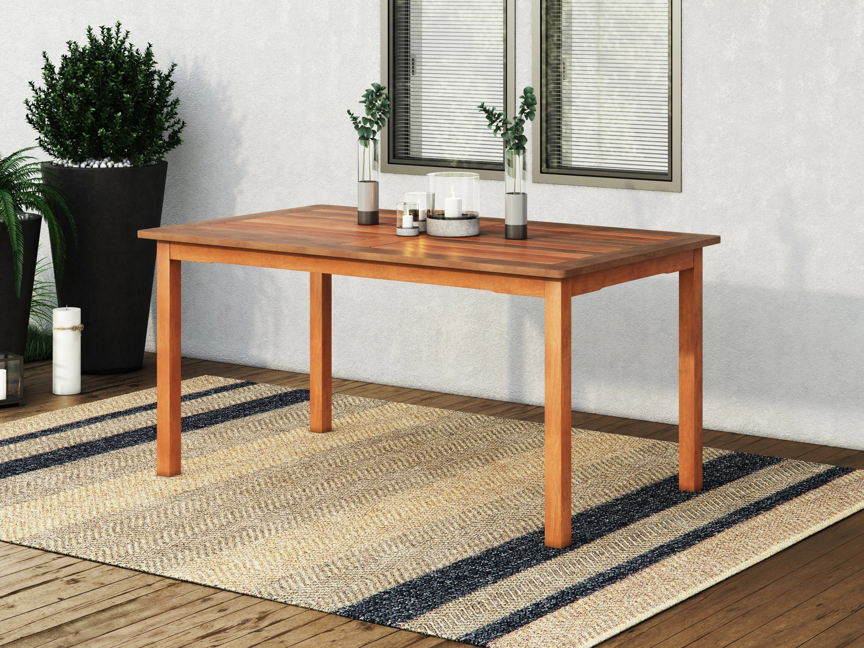 Brown Outdoor Wood Dining Table