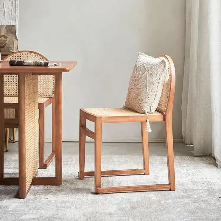 Budi Stackable Wood and Rattan Dining Chair