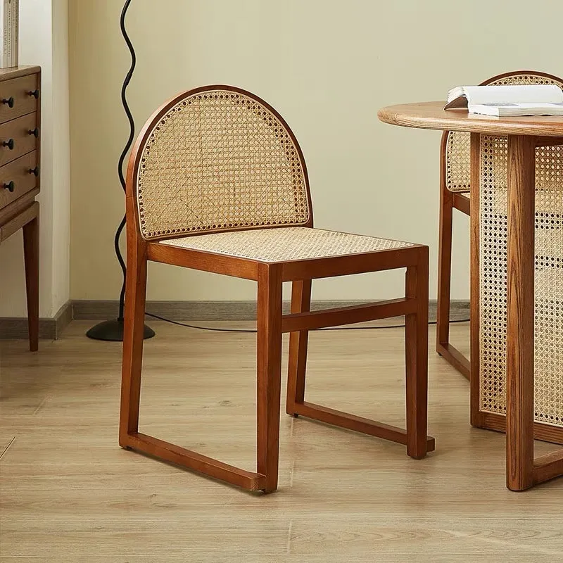 Budi Stackable Wood and Rattan Dining Chair