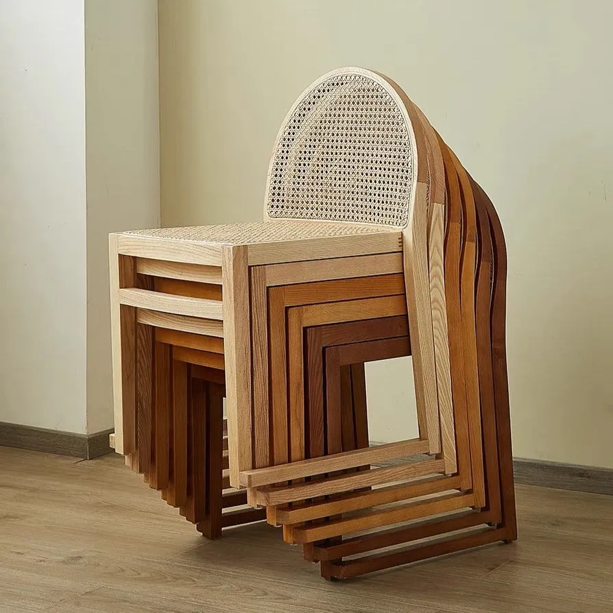 Budi Stackable Wood and Rattan Dining Chair