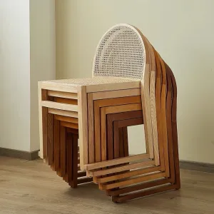 Budi Stackable Wood and Rattan Dining Chair