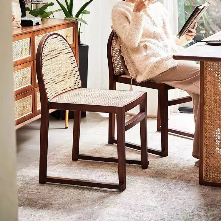 Budi Stackable Wood and Rattan Dining Chair