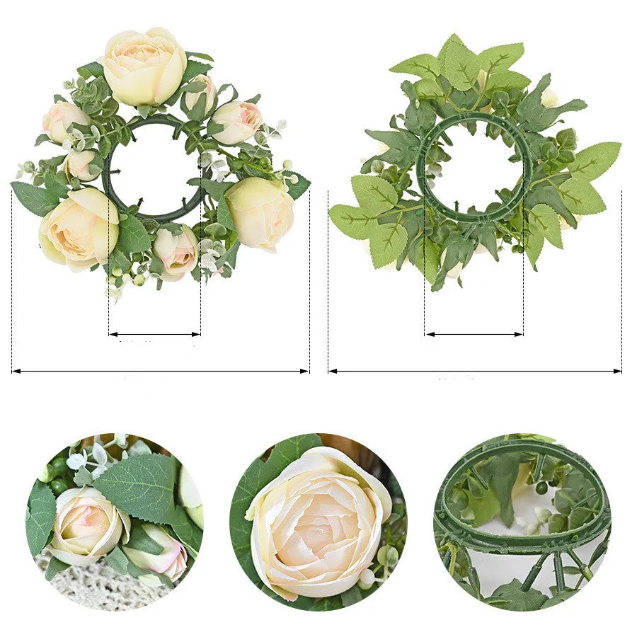 Bulk Valentine's Day Floral Arrangement Artificial Rose Wreaths Candle Rings Wreaths Wholesale