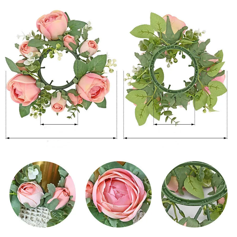 Bulk Valentine's Day Floral Arrangement Artificial Rose Wreaths Candle Rings Wreaths Wholesale