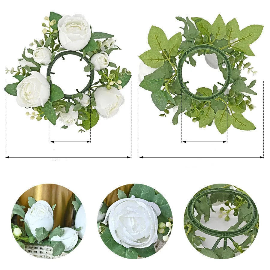 Bulk Valentine's Day Floral Arrangement Artificial Rose Wreaths Candle Rings Wreaths Wholesale