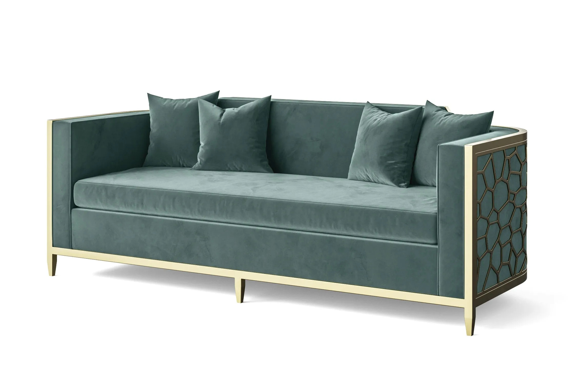 Carrara 3 Seater Sofa Teal Velvet