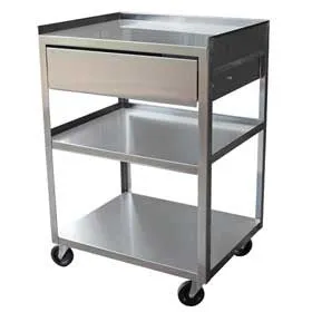 Cart, Stainless Steel, 3 Shelf with Drawer