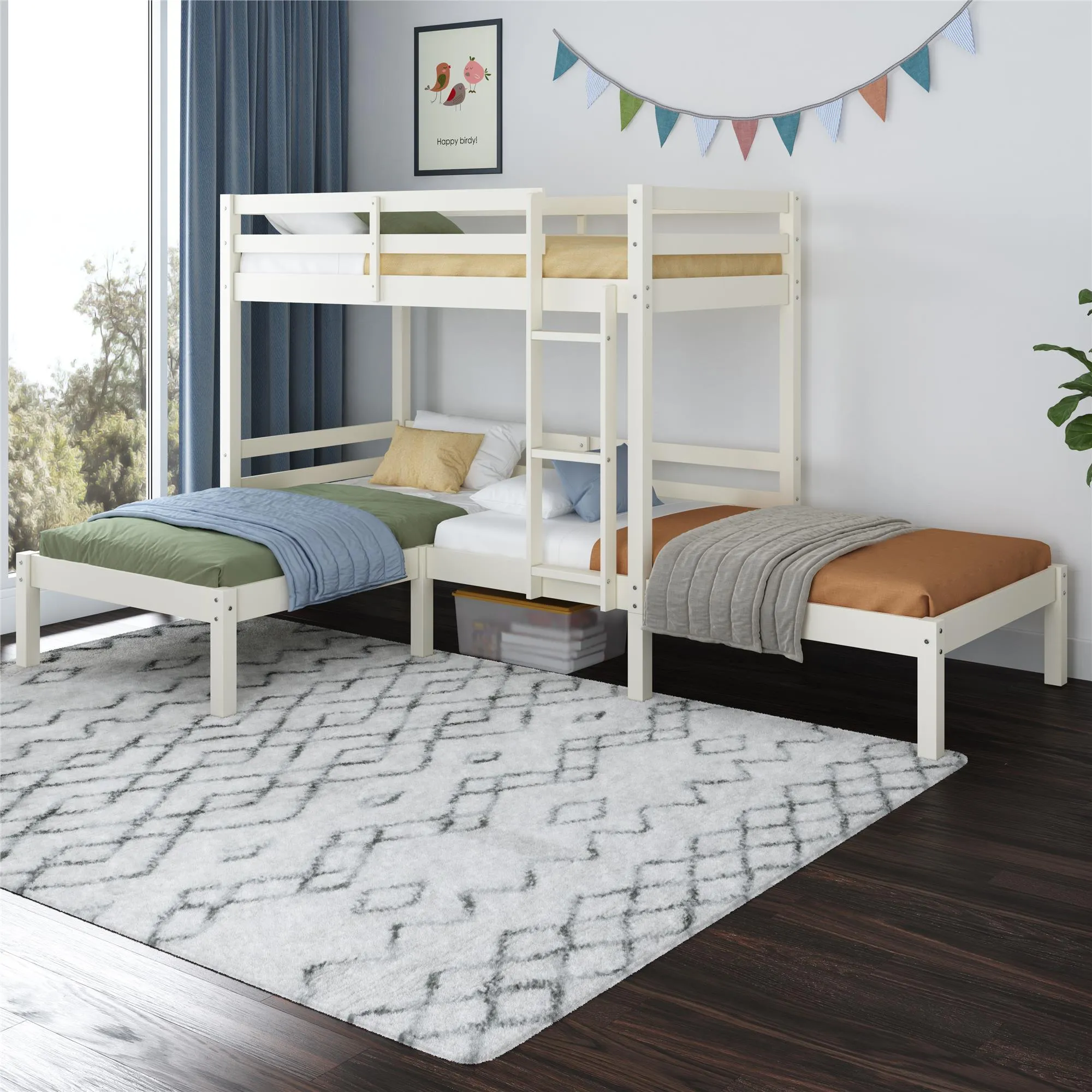 Casey Kids' L-Shaped Corner Triple Bunk Bed