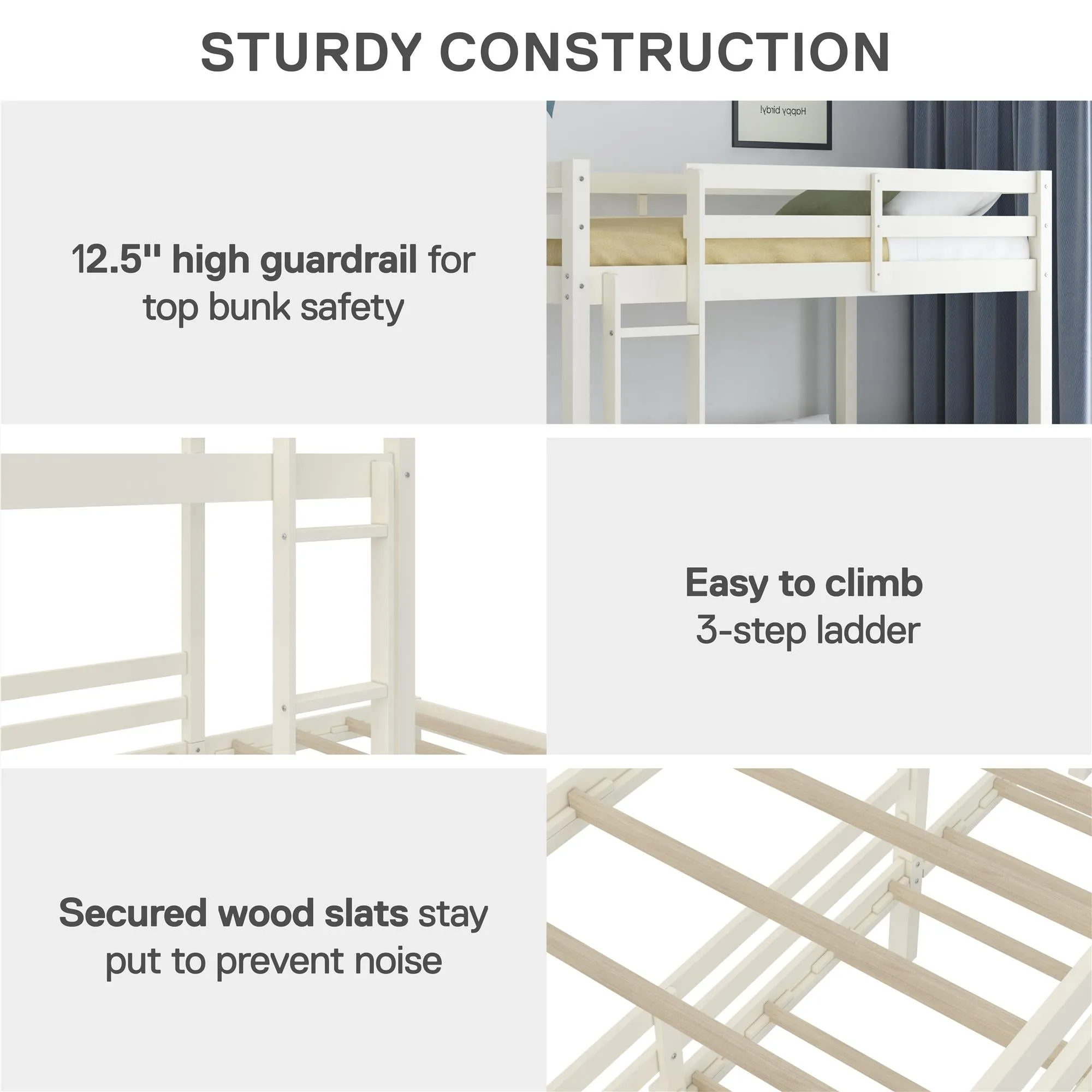 Casey Kids' L-Shaped Corner Triple Bunk Bed