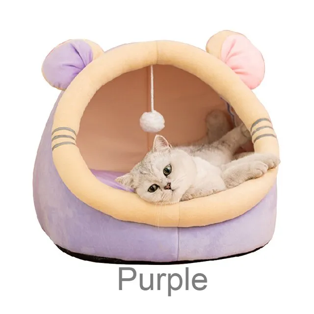 Cat Beds House Pet Bed Cute Warm Small For Cats Dogs Sleeping Bed Kennel Collapsible Cat Cave Cute Sleeping Mats Winter Products