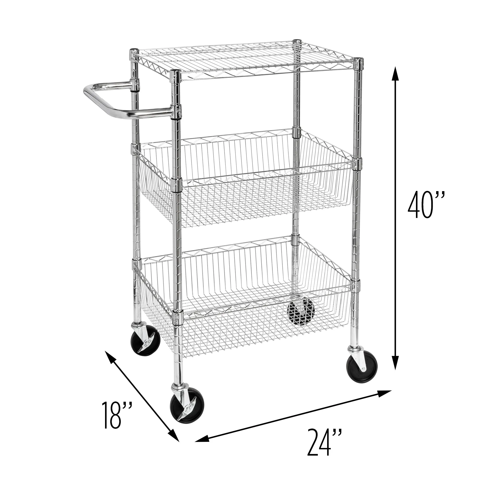 Chrome 3-Shelf Rolling Utility Cart