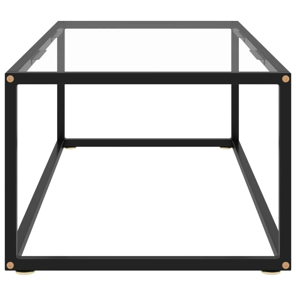 Coffee Table Black with Tempered Glass 100x50x35 cm