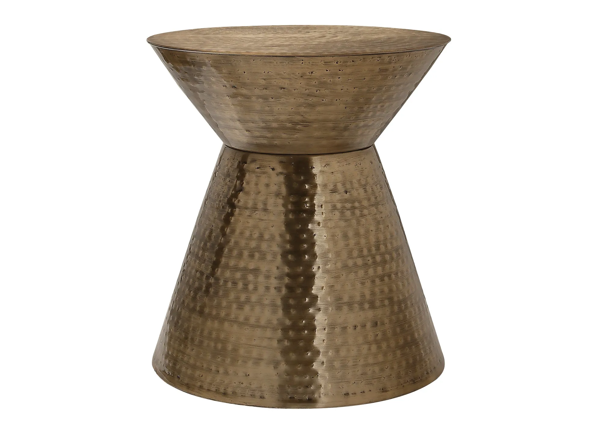 Copper Metal Drum Accent Table - Contemporary Modern - Made in India