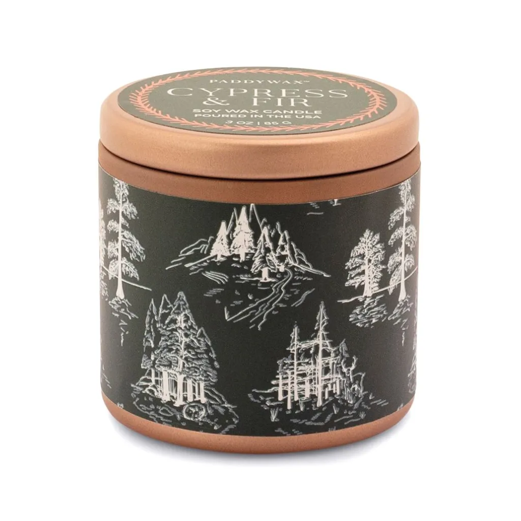 Copper Tin With Green Label Candle - Cypress & Fir