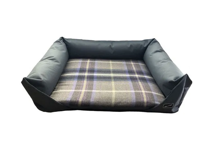 Country Grey & Purple Check Sofa Dog Bed by Hem And Boo