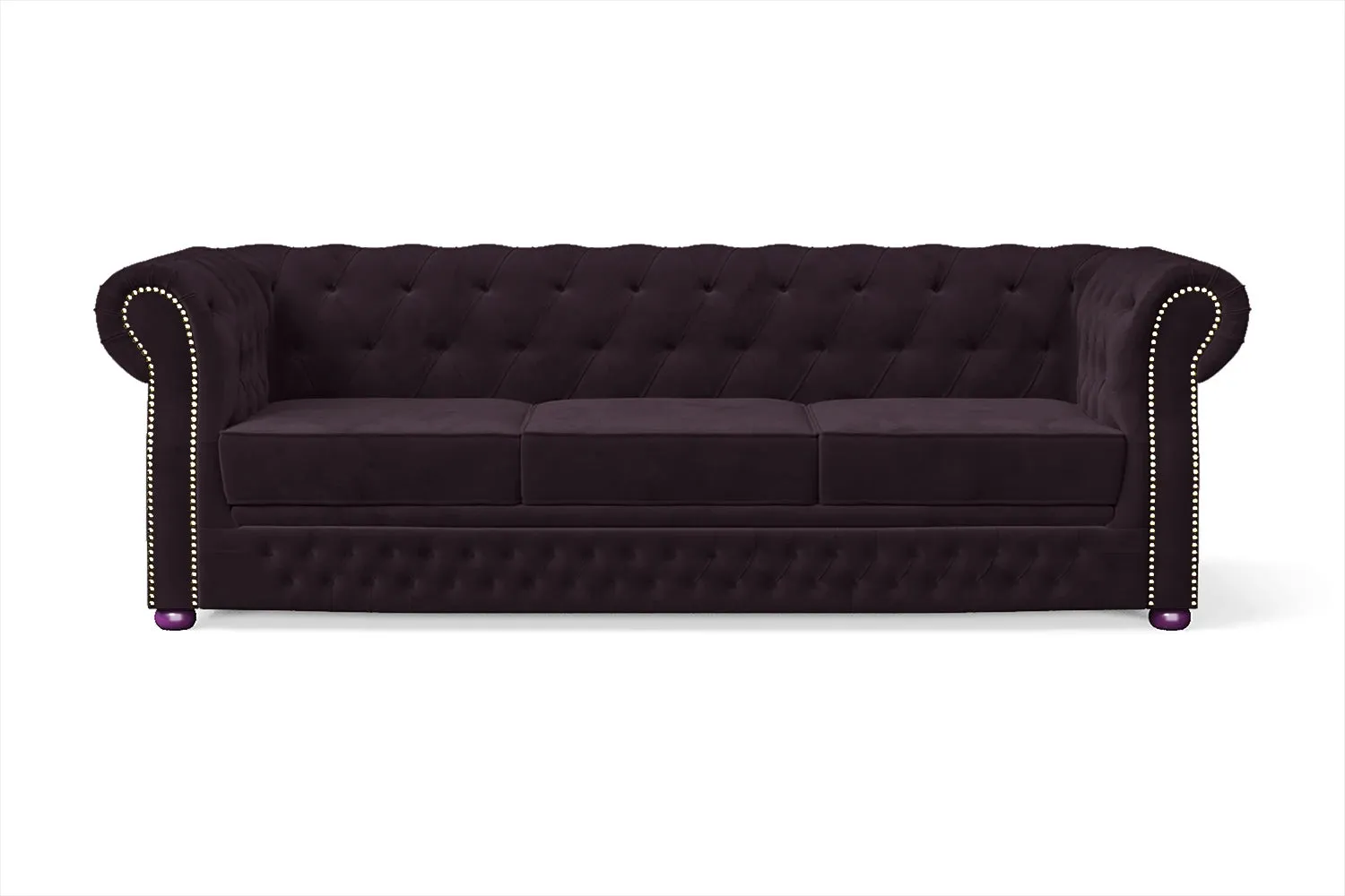 Cuneo 3 Seater Sofa Purple Velvet