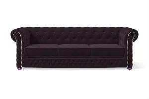 Cuneo 3 Seater Sofa Purple Velvet