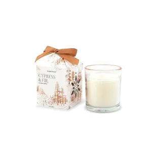 Cypress   Fir Holiday Glass Candles With Ornament Gift Box