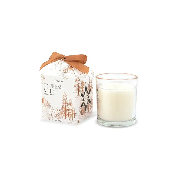 Cypress   Fir Holiday Glass Candles With Ornament Gift Box