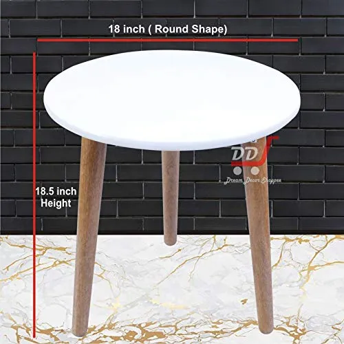 Elegant Foldable Round Side Table | Versatile Tea & Coffee Table | Engineered Wood | Modern White Finish