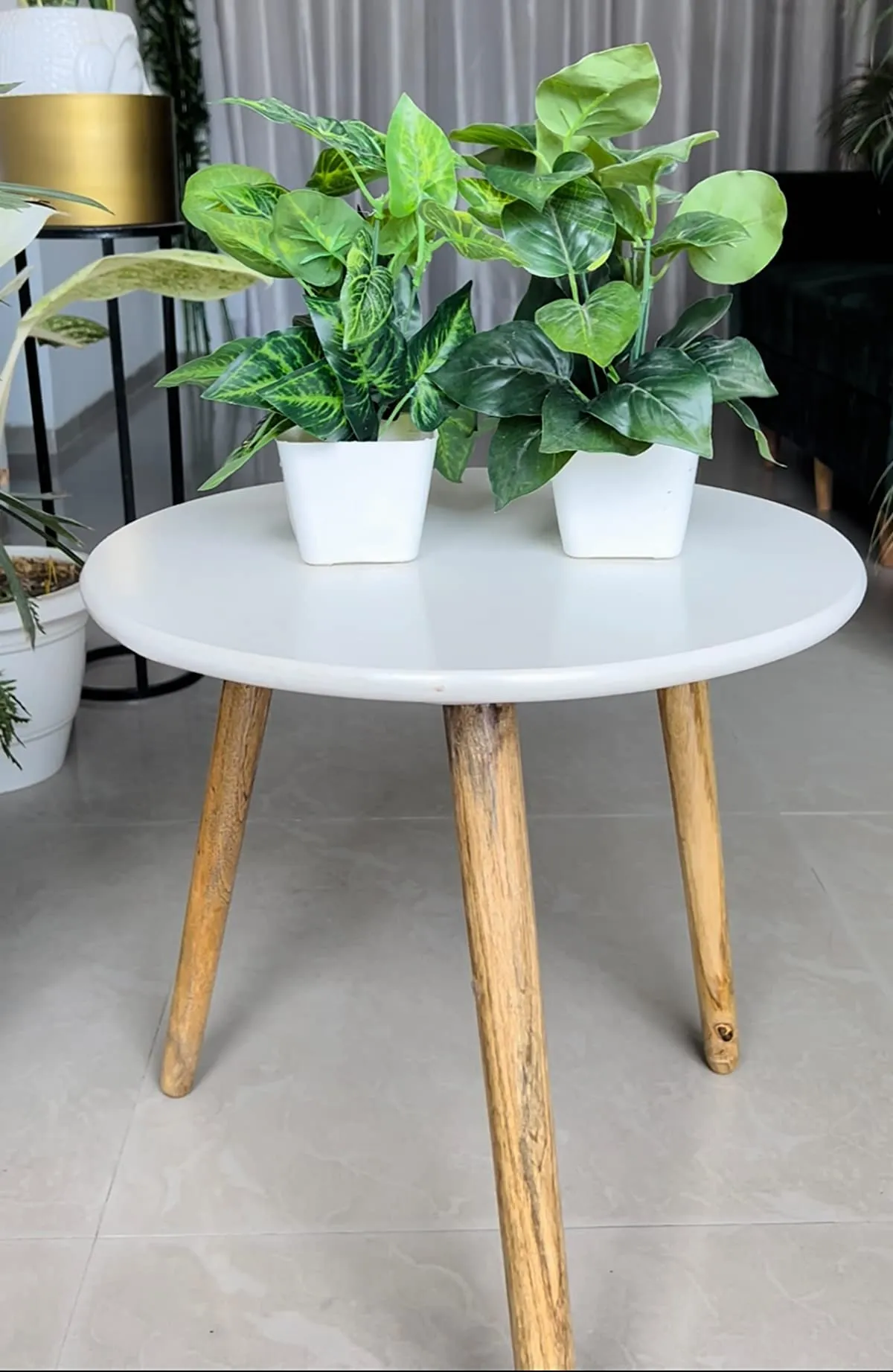 Elegant Foldable Round Side Table | Versatile Tea & Coffee Table | Engineered Wood | Modern White Finish