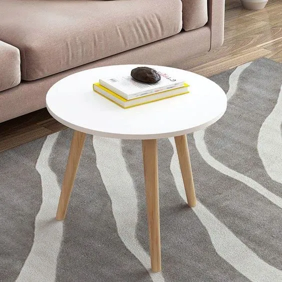 Elegant Foldable Round Side Table | Versatile Tea & Coffee Table | Engineered Wood | Modern White Finish