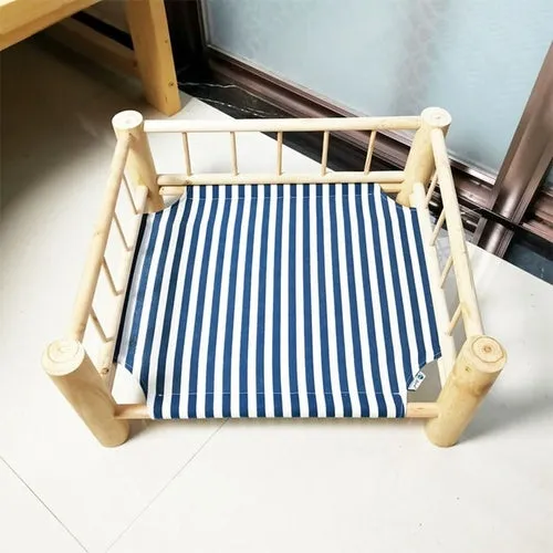 Elevated Cat Bed House Cat Hammocks Bed Wood Canvas Cat Bed