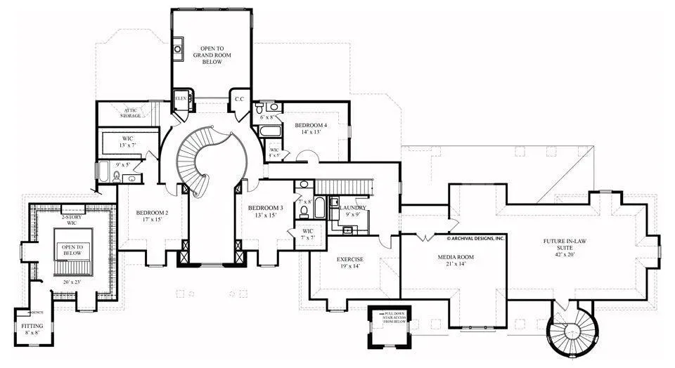 Expansive 6,532 sq ft Home Plan Featuring 4 Bedrooms and Bonus Room