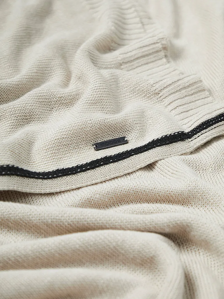 Fine Knit Linen Scarf - Cream