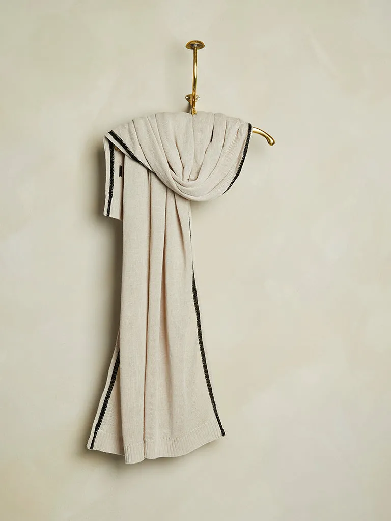 Fine Knit Linen Scarf - Cream