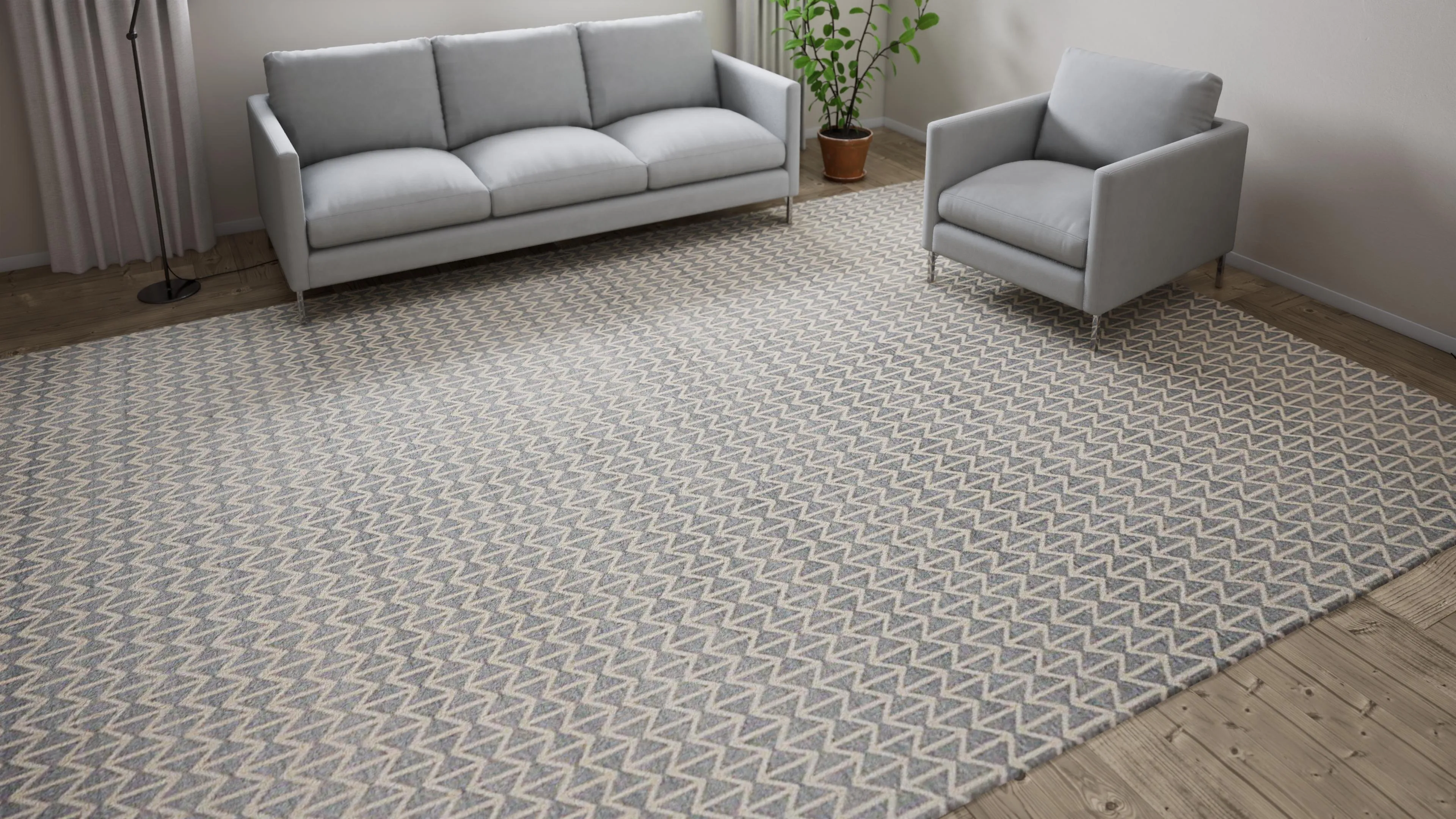 Grey Flatweave Silk Rug - 10' x 14'