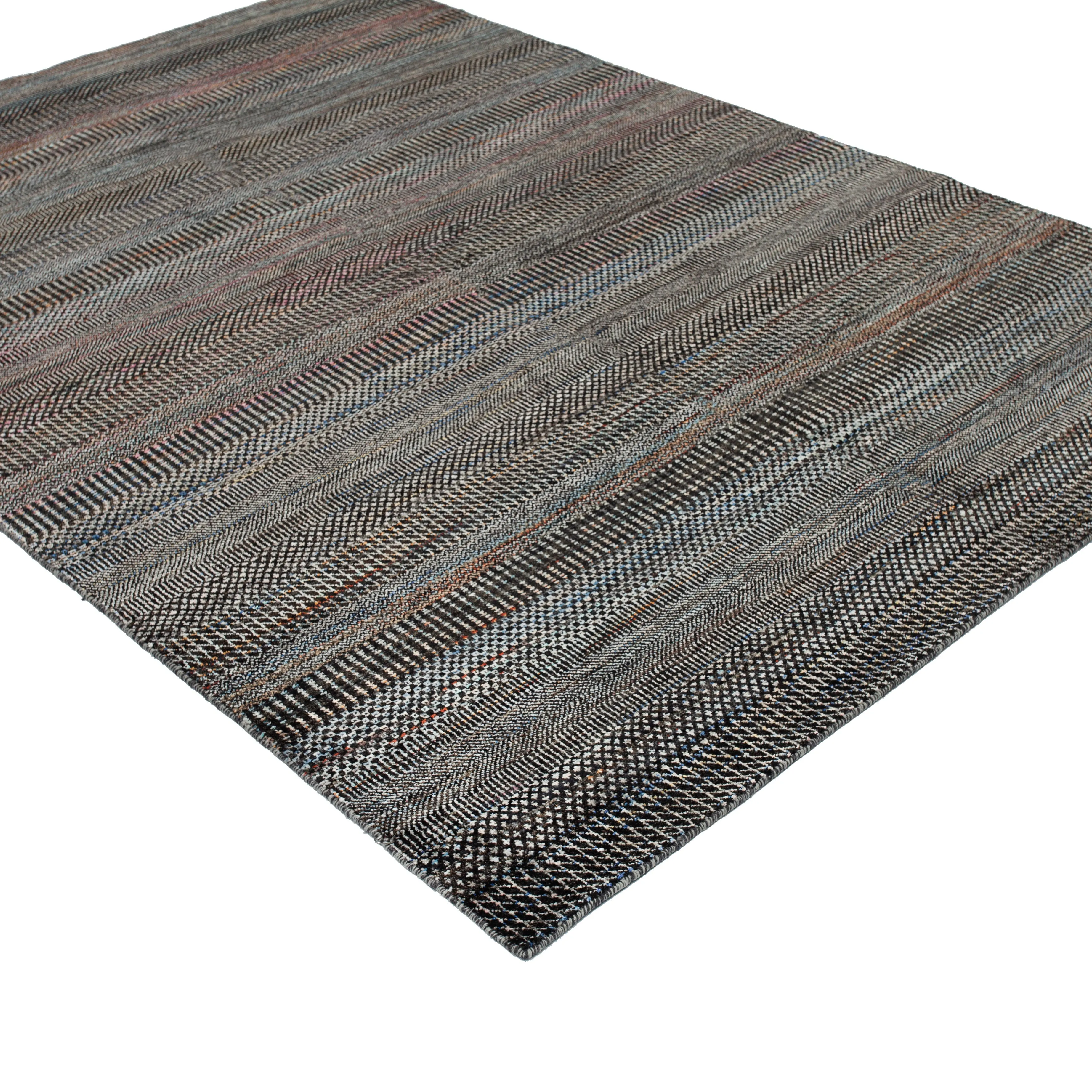 Grey Modern Wool Blend Rug - 6'1" x 8'10"