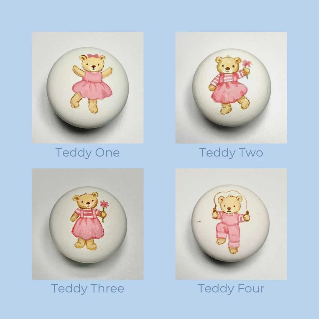 Hand-painted knobs - teddies pink