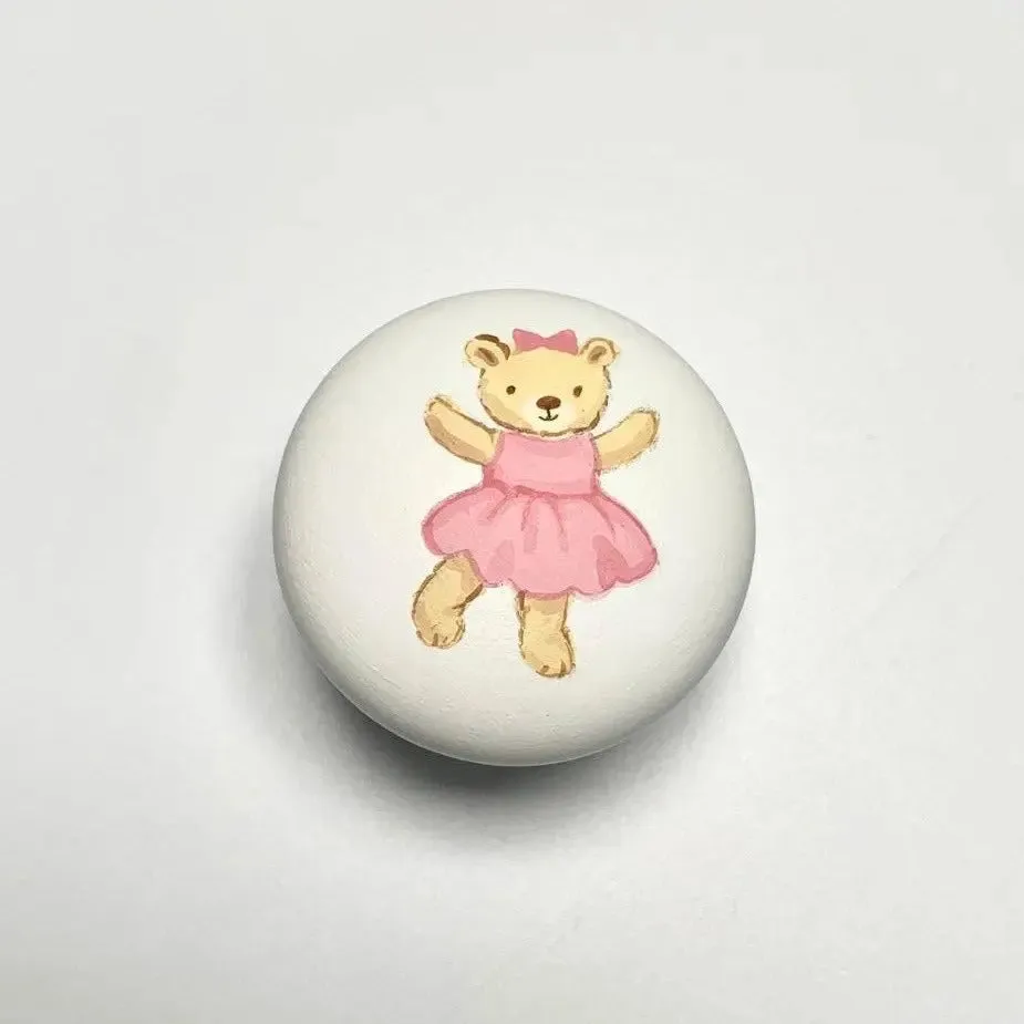 Hand-painted knobs - teddies pink