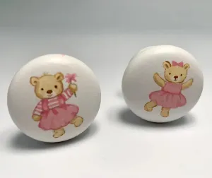 Hand-painted knobs - teddies pink