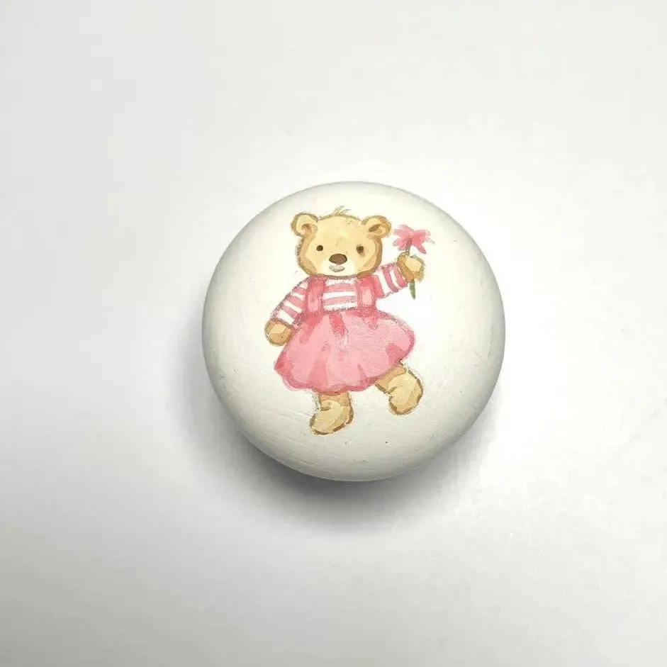 Hand-painted knobs - teddies pink