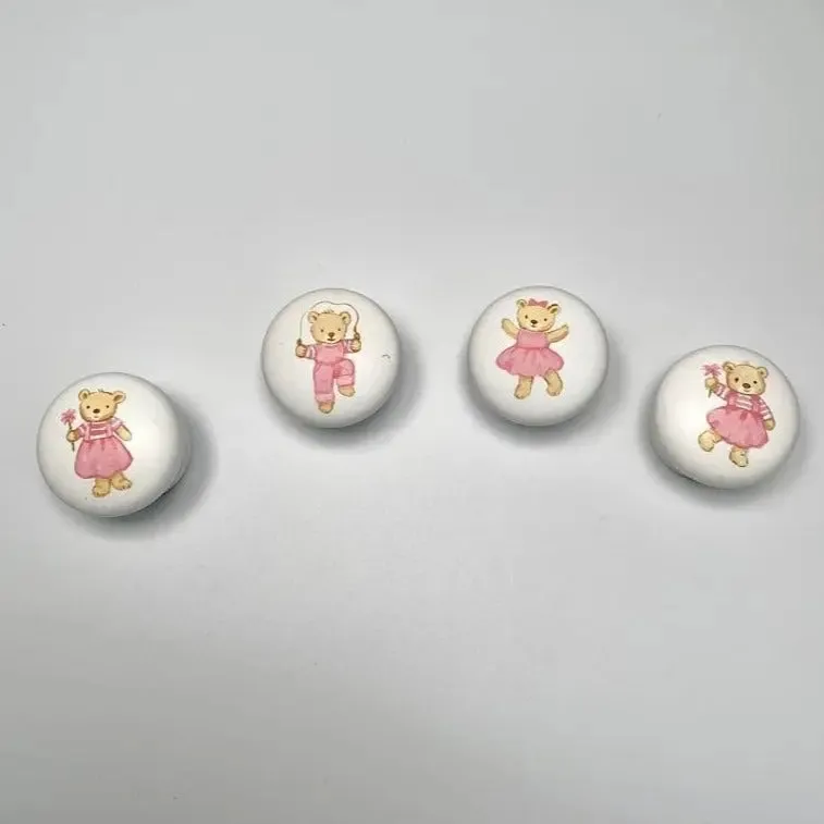 Hand-painted knobs - teddies pink