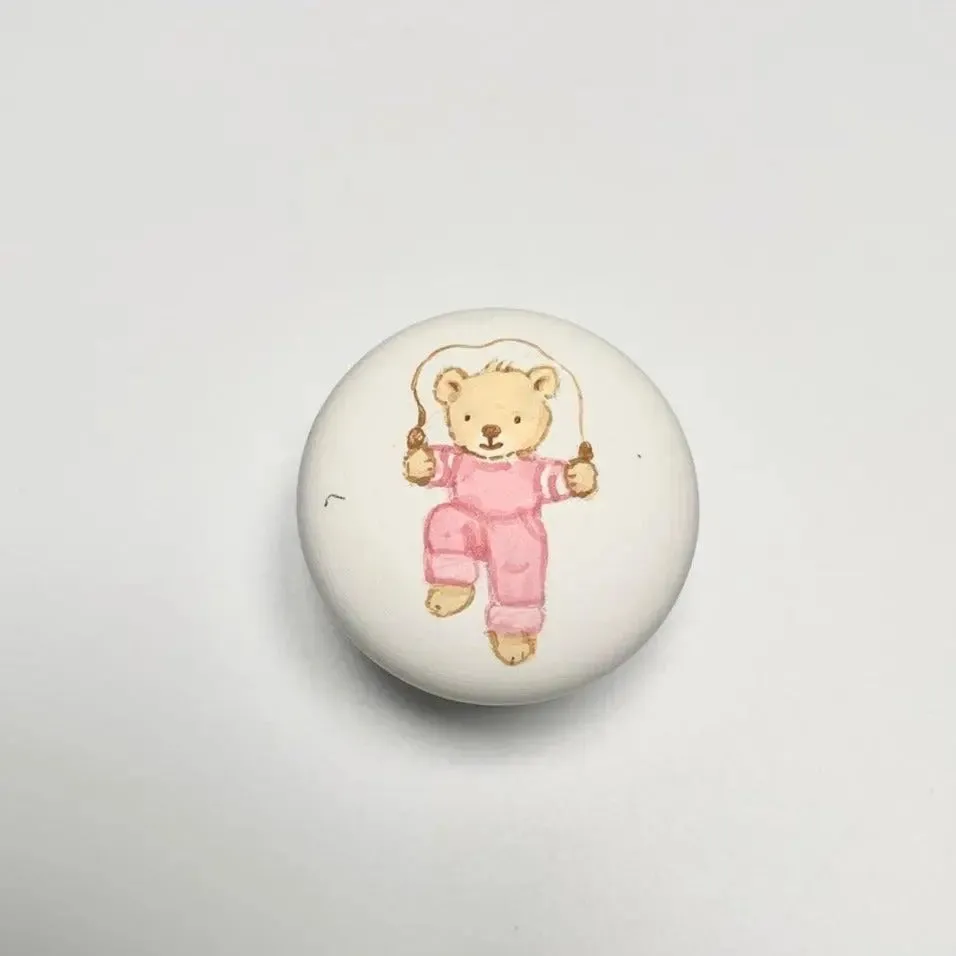 Hand-painted knobs - teddies pink