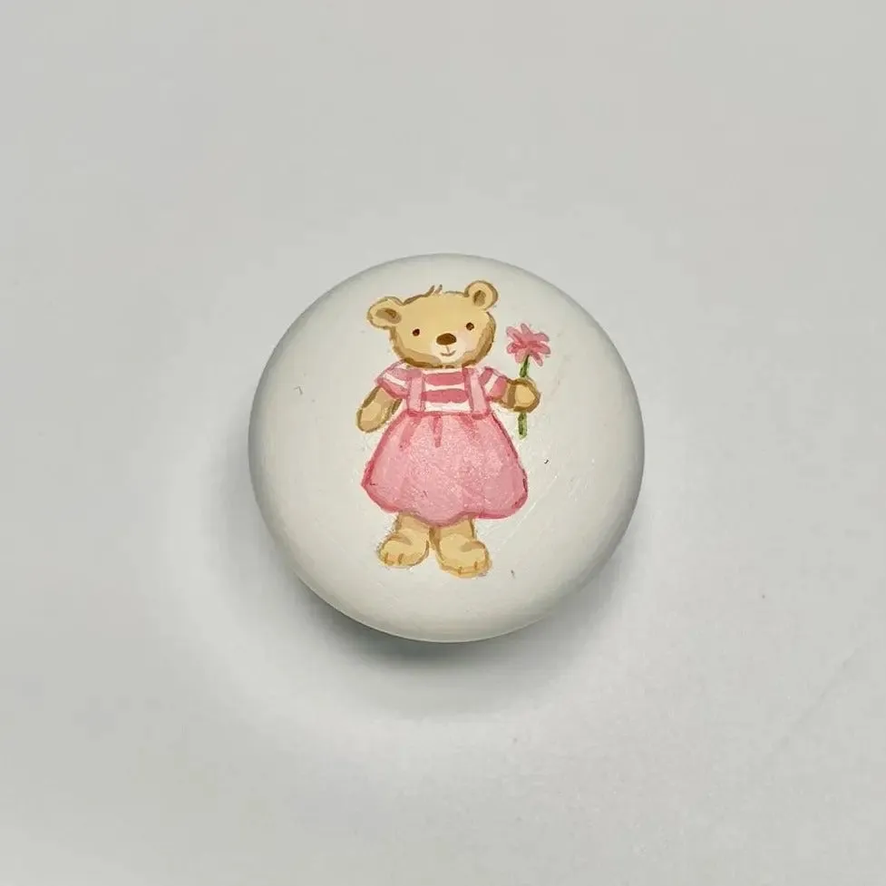 Hand-painted knobs - teddies pink