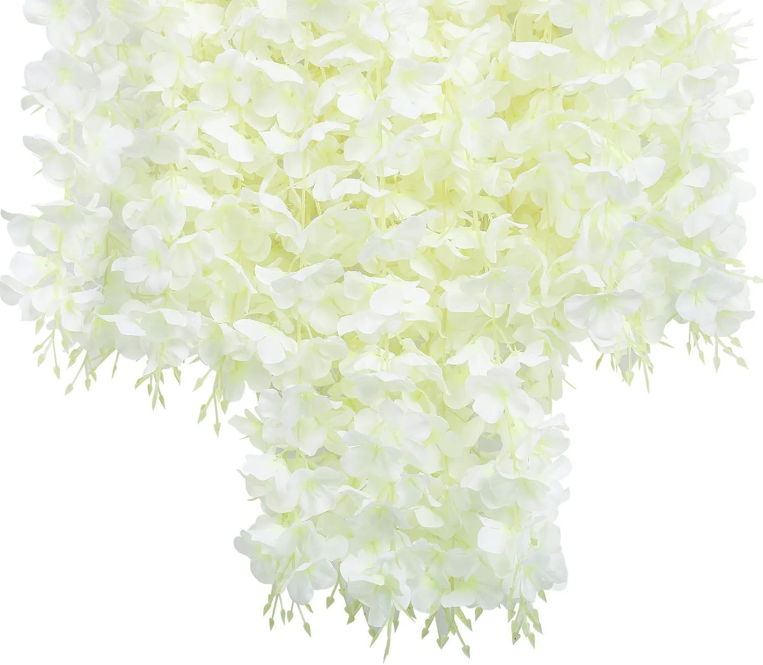 Hauswahl 24 Pack (80FT) Artificial Wisteria Vine Ratta Fake Wisteria Hanging Garland Silk Long Hanging Bush Flowers String Home Party Wedding Décor (24, White)