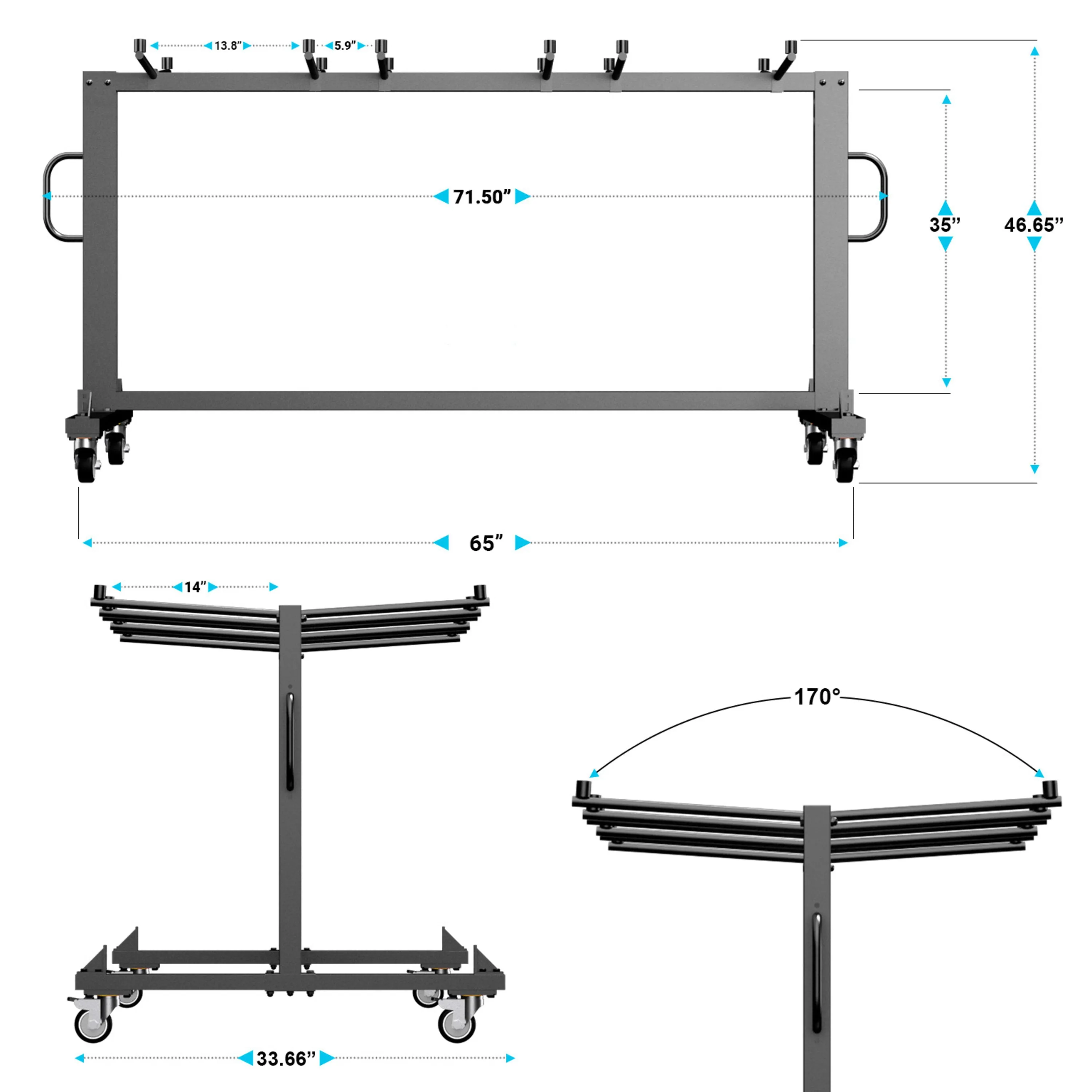 Hawkins Heavy Duty Folding Table and Chairs Mobile Cart-Locking Wheels, Outdoor Cover, 42 Folding Chairs and 12 Tables Capacity