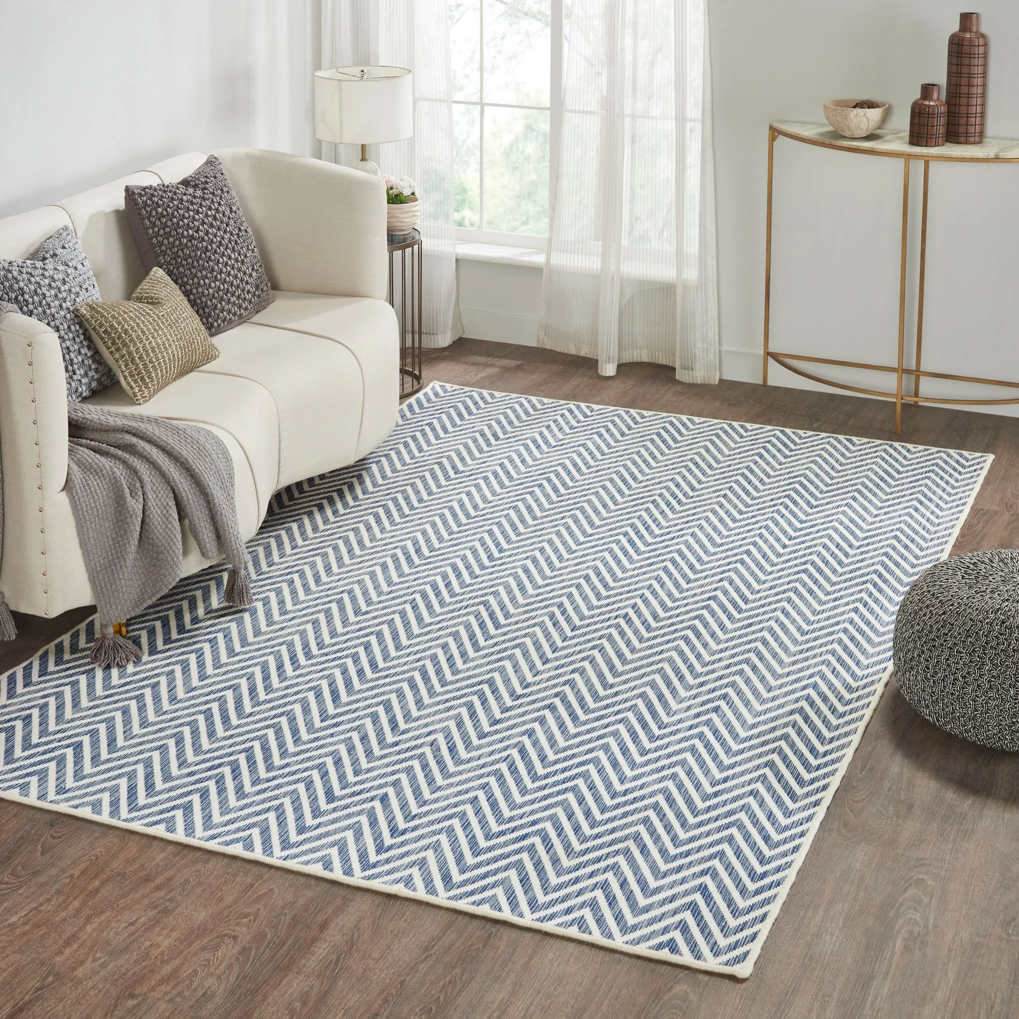 Irie Flatweave, Hand-Made Carpet, Denim