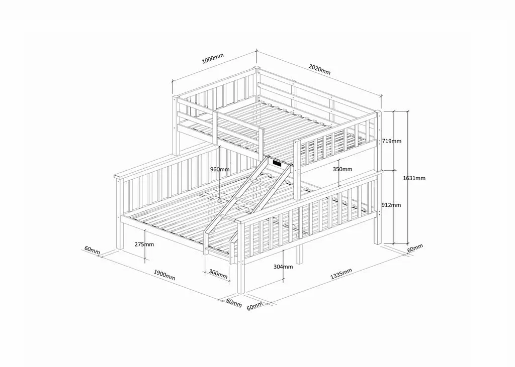 Kelling Wooden Triple Bunk Bed in White