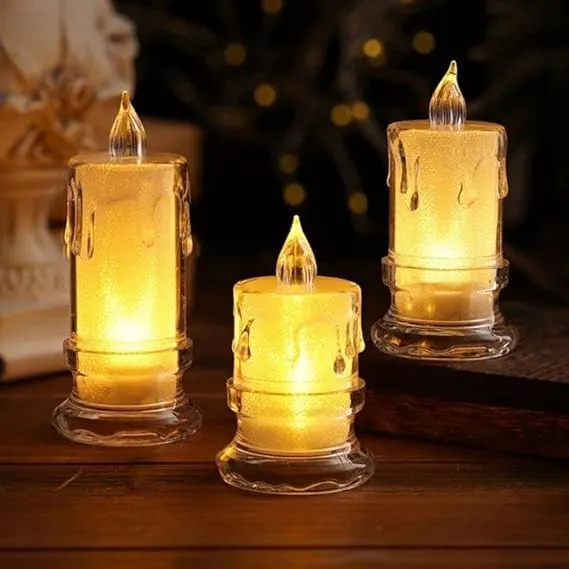 KRIKU EXPO LED Grave Lights, Flameless Tea Lights, Votive Candles, Cemetery Candle, Grave Light Burner, Luminous Candles for Wedding, Party Decoration. (Smokeless Candle, 12Pcs)