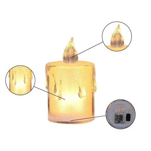 KRIKU EXPO LED Grave Lights, Flameless Tea Lights, Votive Candles, Cemetery Candle, Grave Light Burner, Luminous Candles for Wedding, Party Decoration. (Smokeless Candle, 12Pcs)