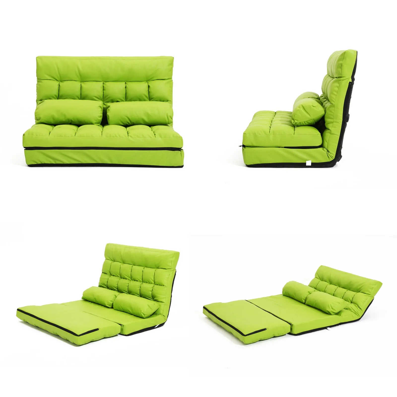 La Bella Double Seat Couch Bed Green Sofa Gemini Leather