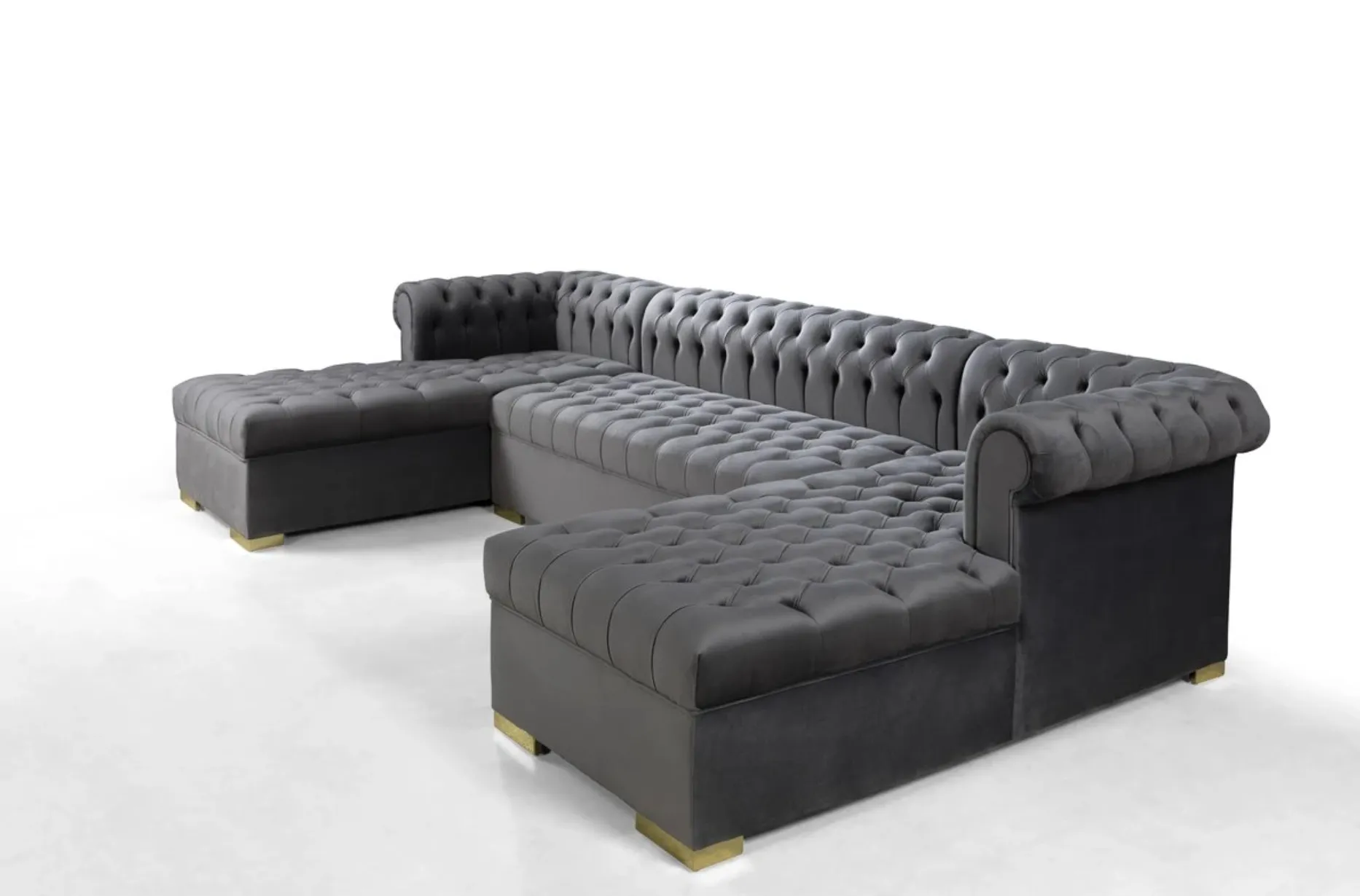 Lauren Velvet Gray Double Chaise Sectional