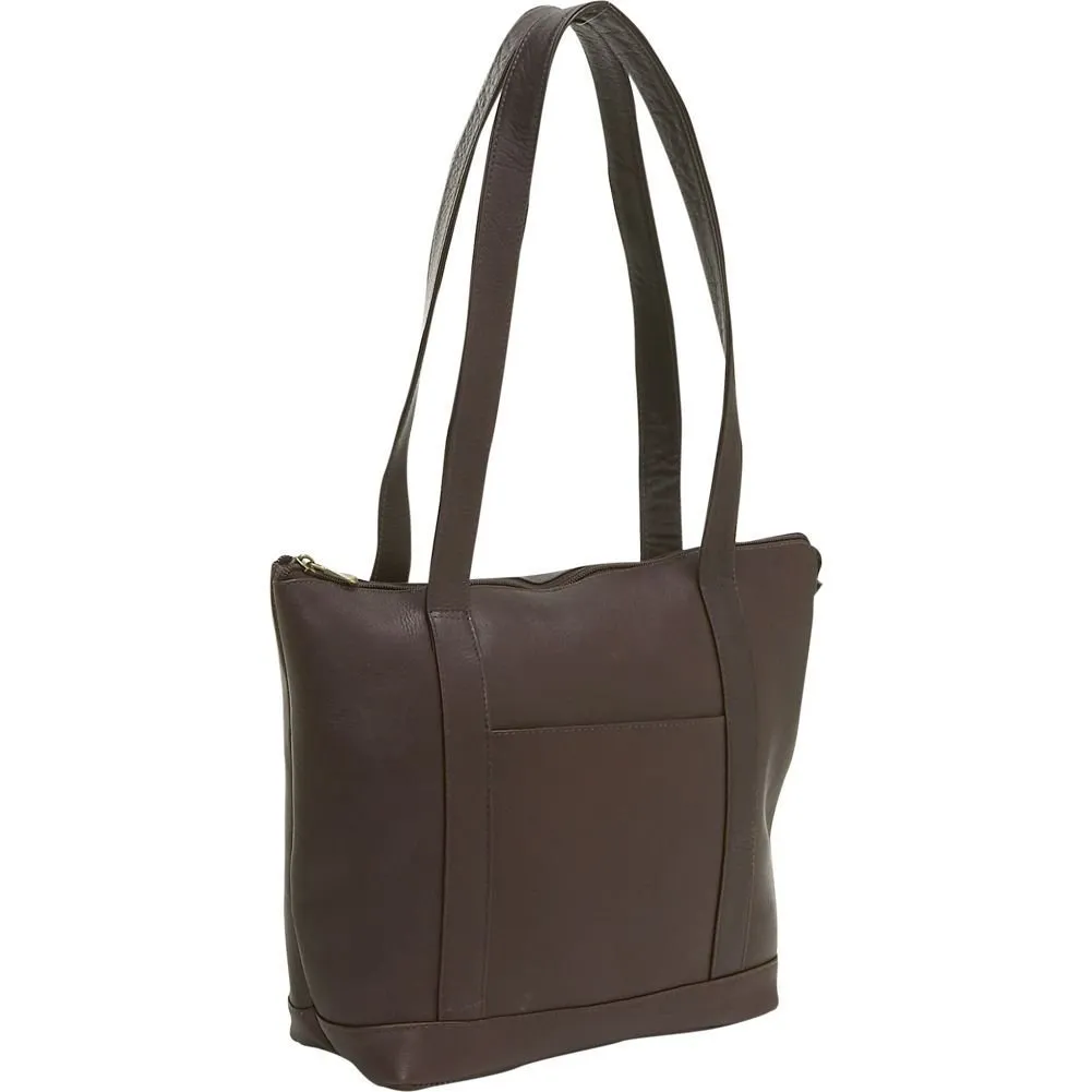 Leather Double Strap Small Pocket Tote