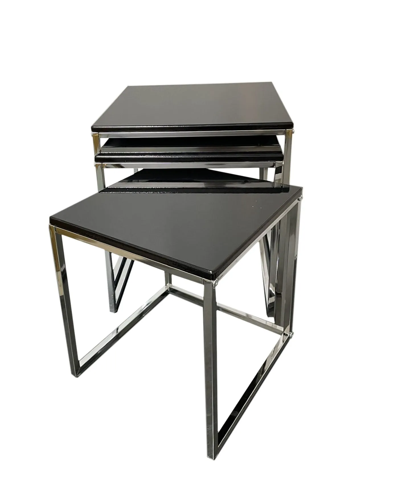 Murano Gloss Set of 3 Nesting Tables,Black